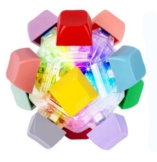 LED 12구 레인보우 파스텔 볼 딸깍이